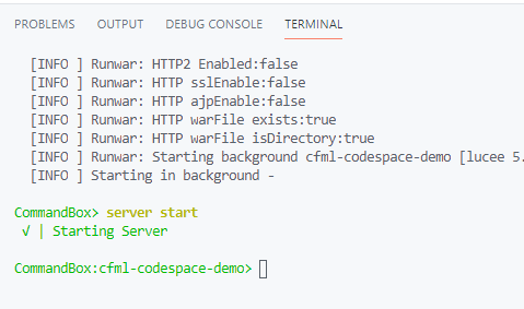 Start CommandBox Server